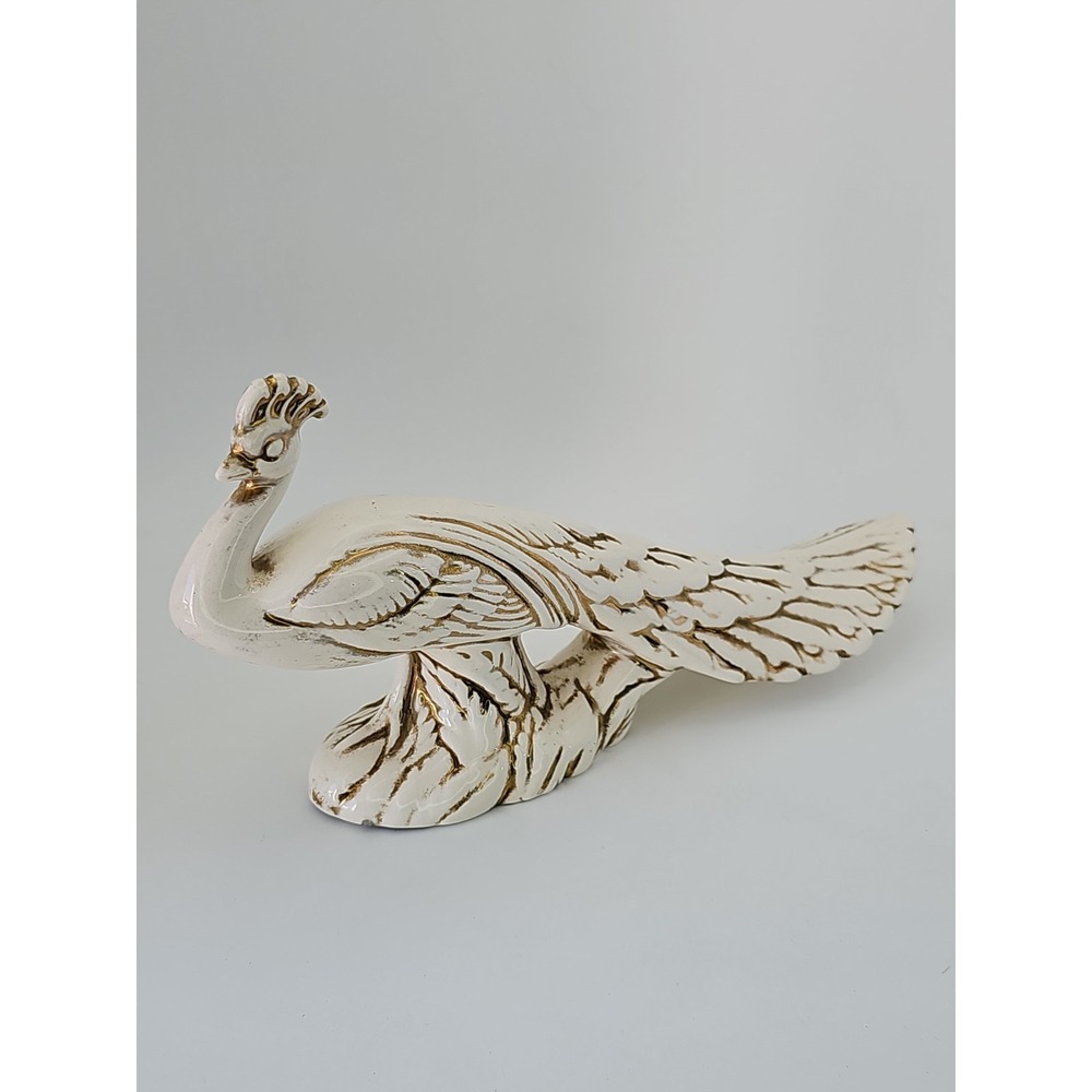 Vintage Gold Lusterware Peacock MCM Mid Century Modern 1965 Shelf Sitter Decor